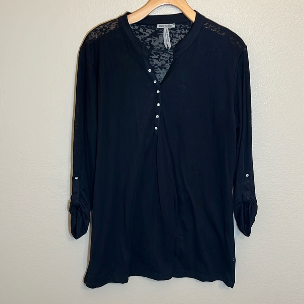 Marseille Black Sheer Plus Size Shirt